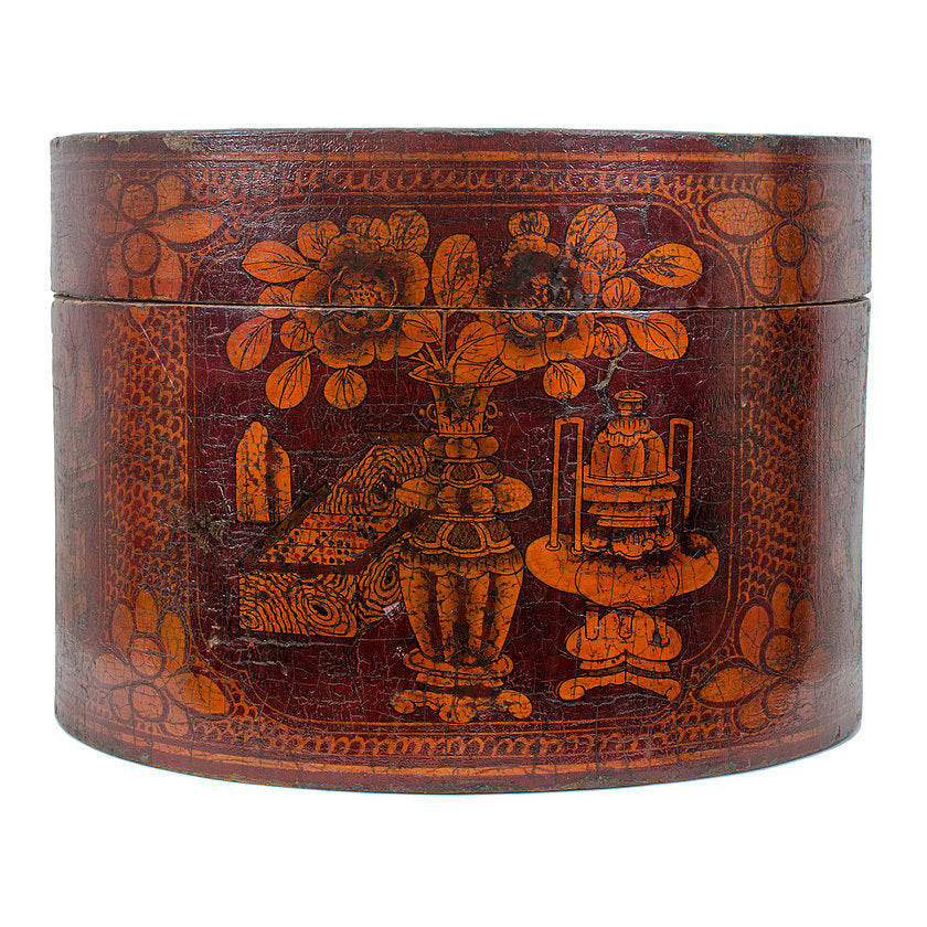 Qing Dynasty Red Lacquered Wood Hat Box c.1880 – A.W. Johnston & Co.