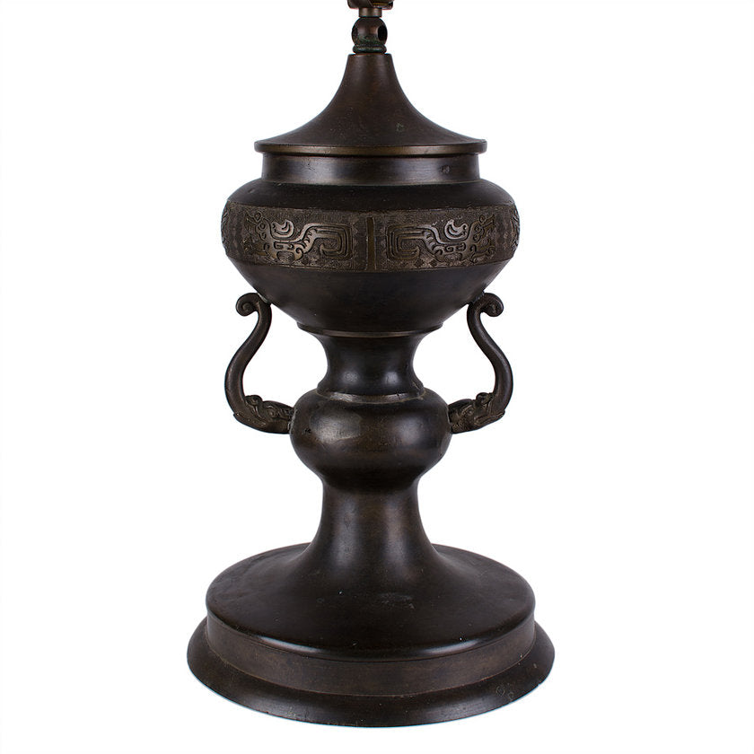 19th C. Chinese Archaic Style Bronze Lamp