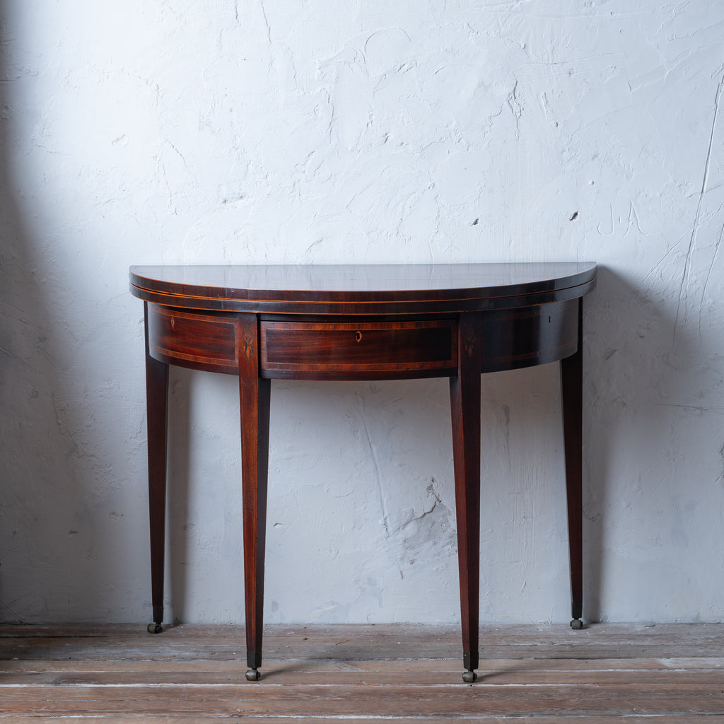 George III Mahogany Demilune Games Table