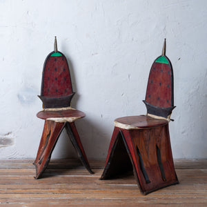 Tuareg Berber Tamzak Camel Saddle Chairs - A Pair