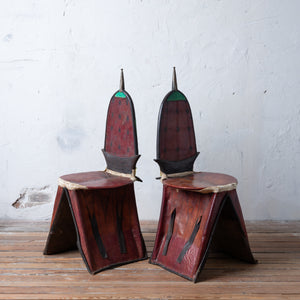 Tuareg Berber Tamzak Camel Saddle Chairs - A Pair