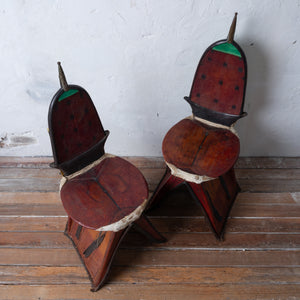 Tuareg Berber Tamzak Camel Saddle Chairs - A Pair