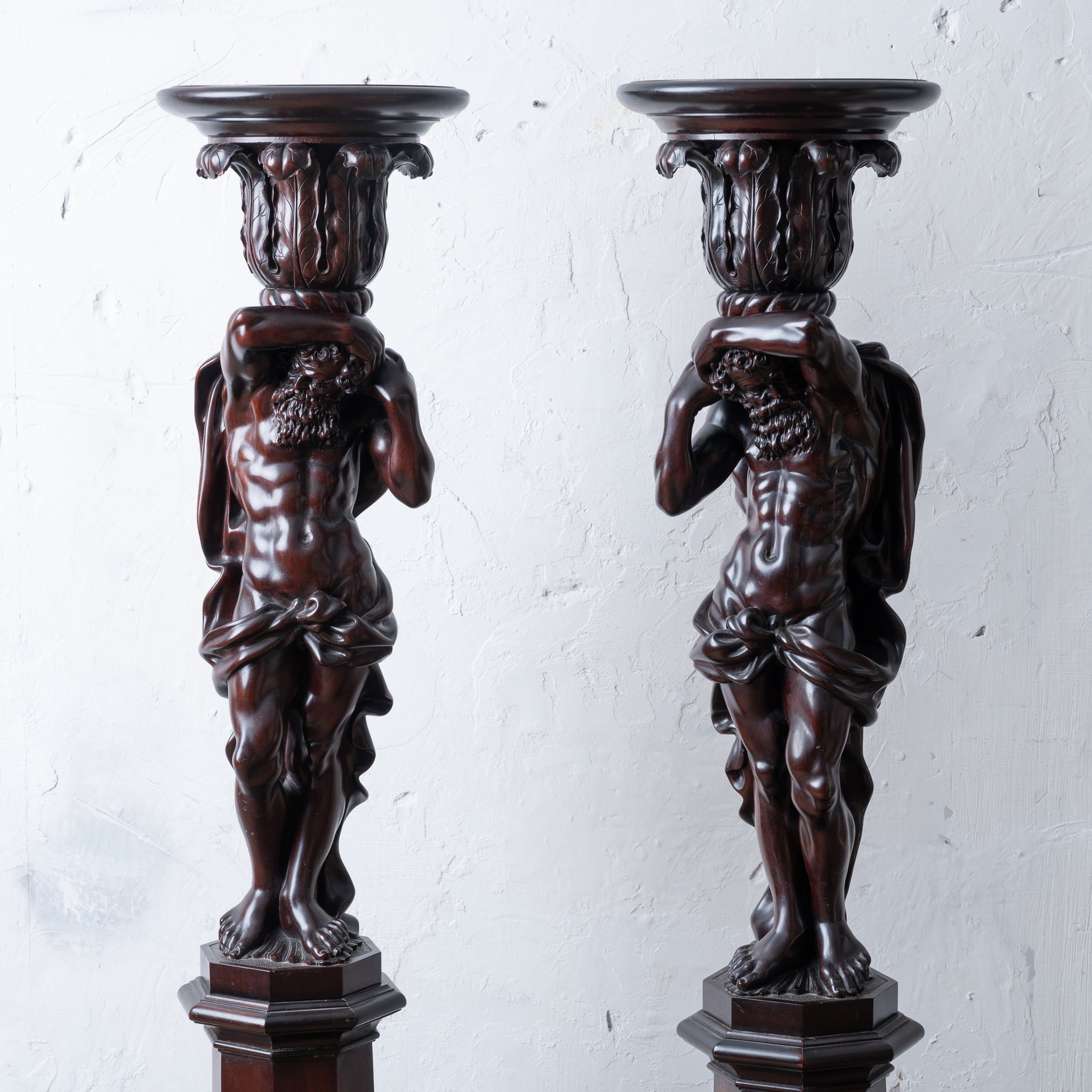 Baroque Carved Atlantes Pedestals - A Pair