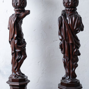 Baroque Carved Atlantes Pedestals - A Pair