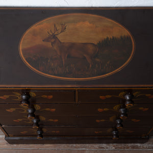 Painted Scottish Stag & Thistle Chest, c.1870s