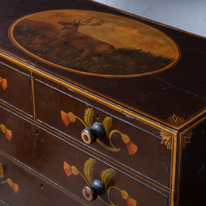 Painted Scottish Stag & Thistle Chest, c.1870s