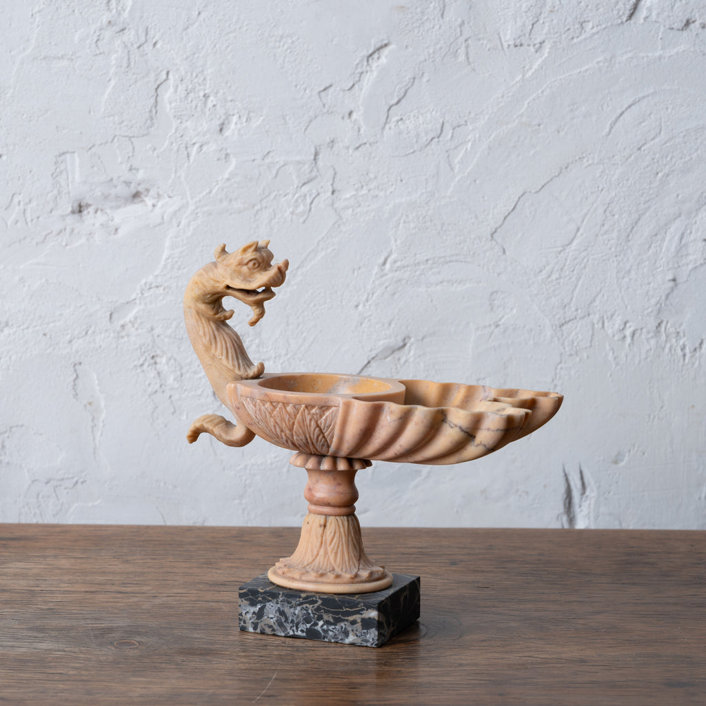 Italian Grand Tour Giallo Antico Marble Oil Lamp, c.1850