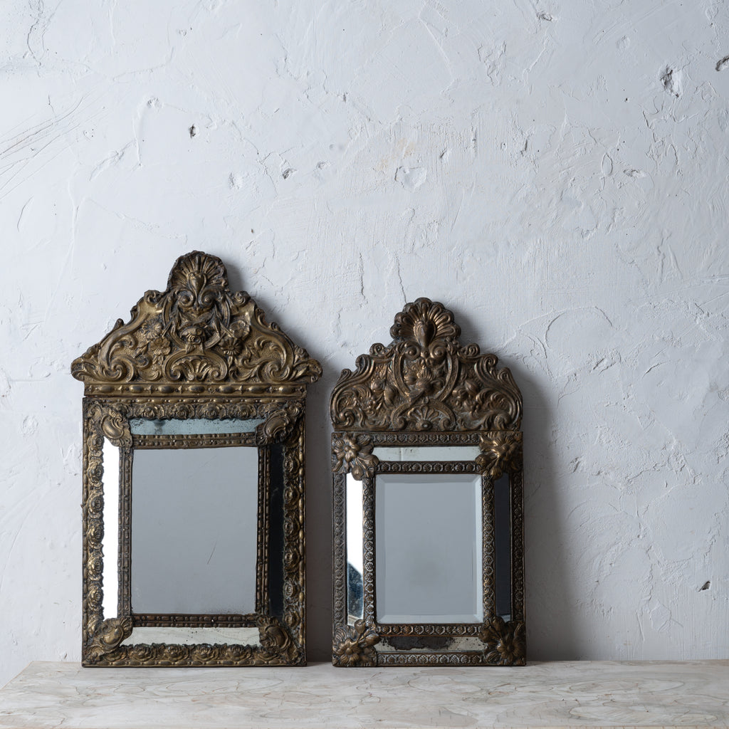 A Pair of Dutch Brass Cushion Mirrors, 19th Century