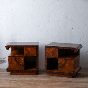 Italian Art Deco Walnut Night Stands, 1930s