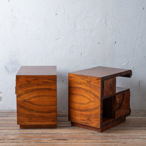 Italian Art Deco Walnut Night Stands, 1930s
