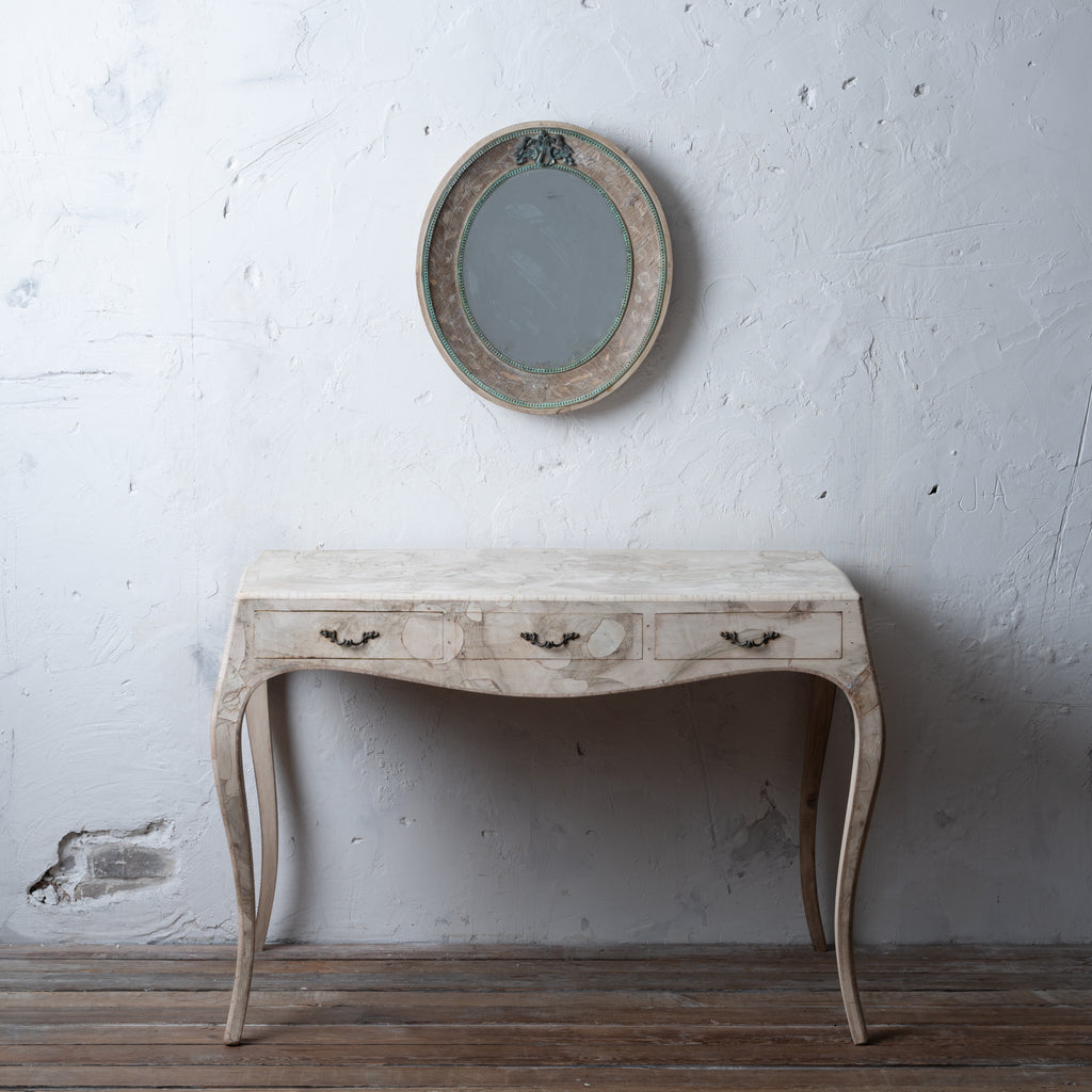 Bleached Italian Patchwork Veneer Writing Desk, c.1950