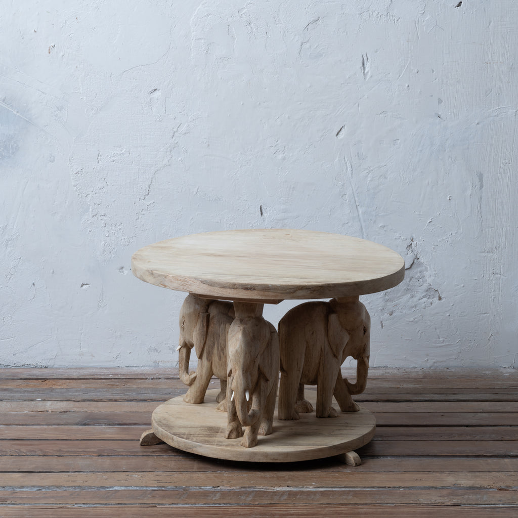 Bleached Ashanti Carved Elephant Coffee Table, 1960s