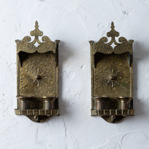 Lion Elec. Tudor Style Brass Sconces, 1920s