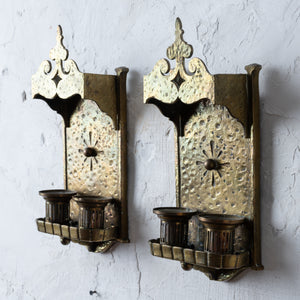 Lion Elec. Tudor Style Brass Sconces, 1920s