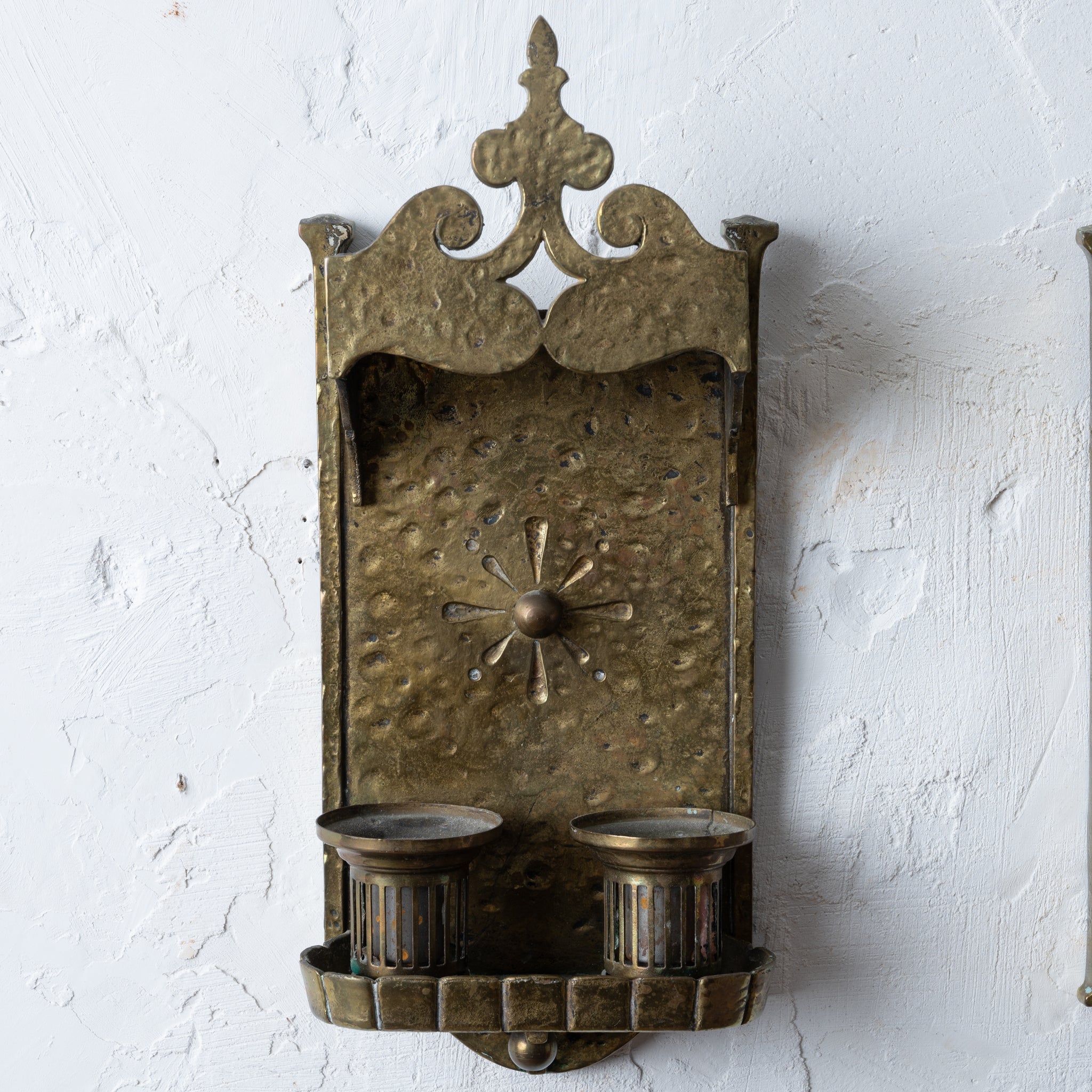 Lion Elec. Tudor Style Brass Sconces, 1920s