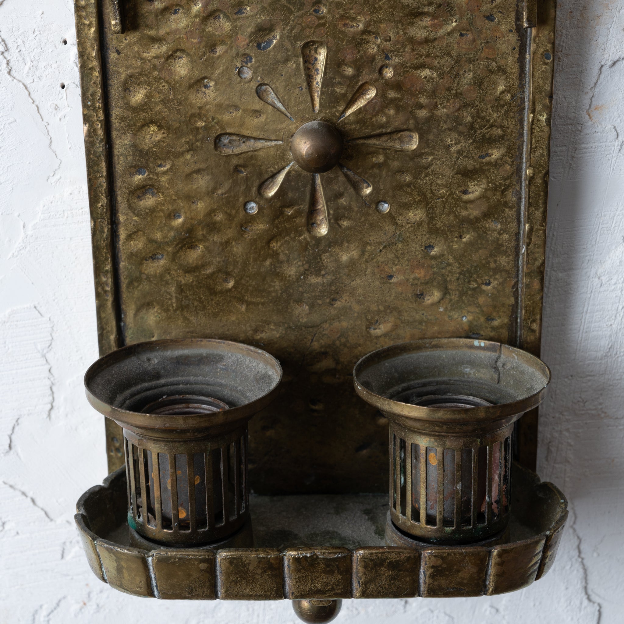 Lion Elec. Tudor Style Brass Sconces, 1920s