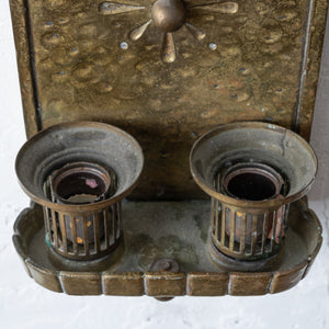 Lion Elec. Tudor Style Brass Sconces, 1920s