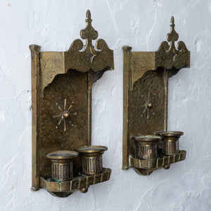 Lion Elec. Tudor Style Brass Sconces, 1920s