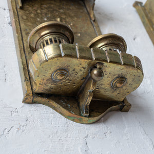 Lion Elec. Tudor Style Brass Sconces, 1920s