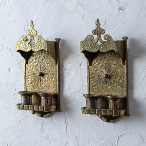 Lion Elec. Tudor Style Brass Sconces, 1920s