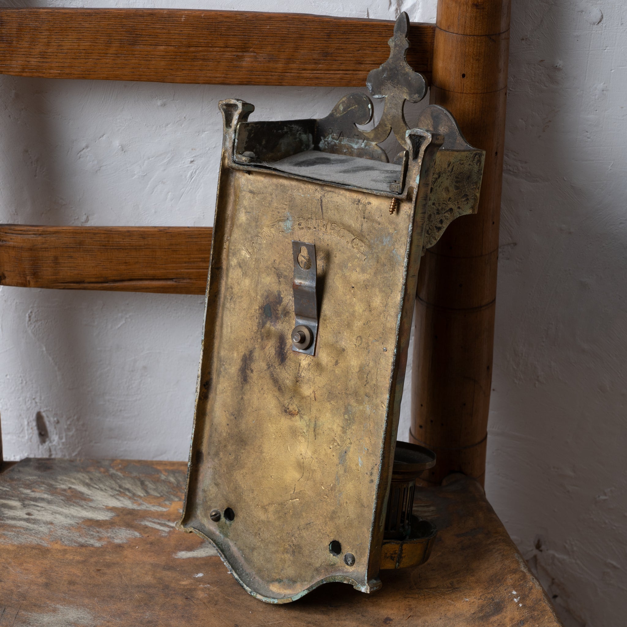 Lion Elec. Tudor Style Brass Sconces, 1920s