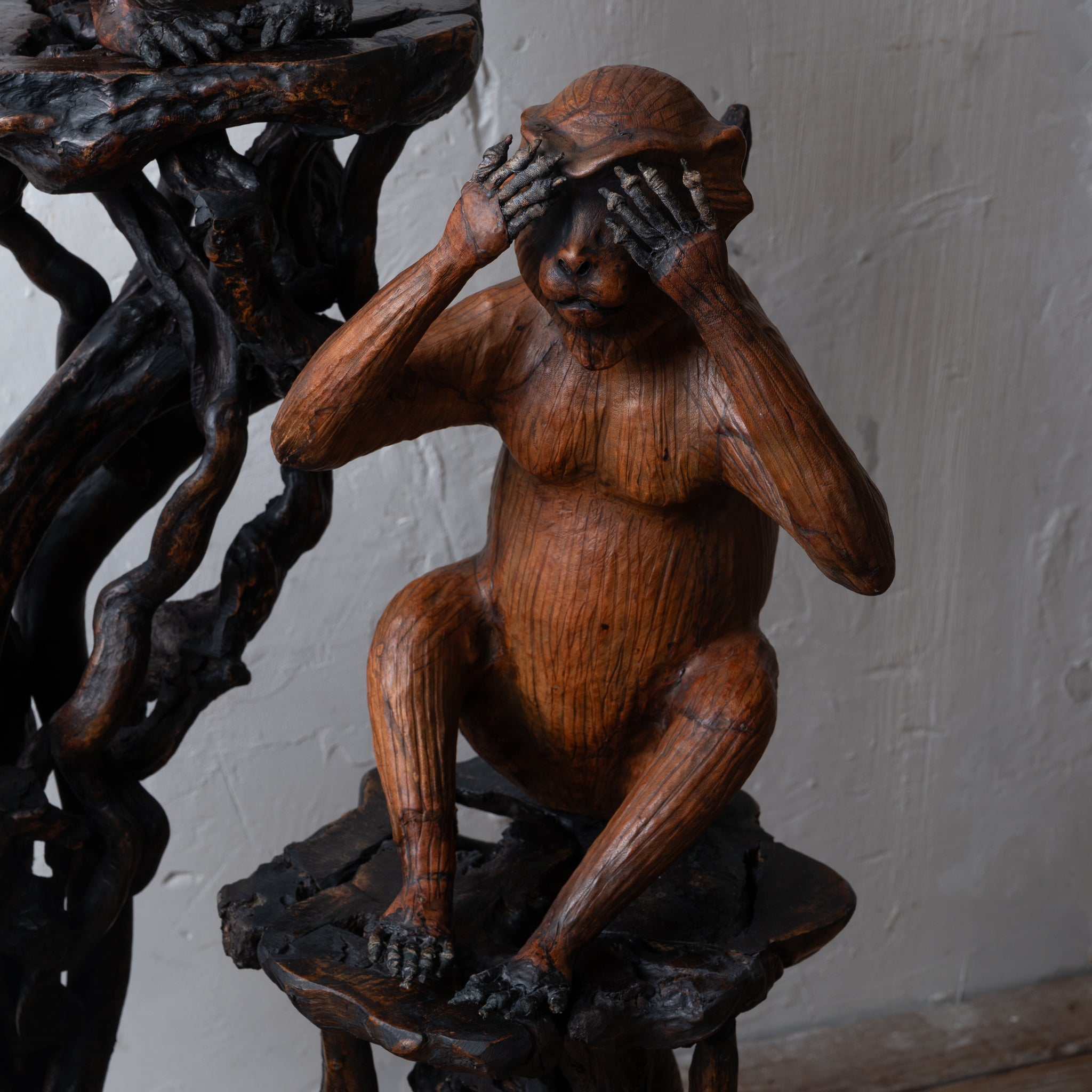 Three Wise Monkeys Leather Sculptures