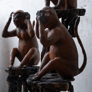 Three Wise Monkeys Leather Sculptures