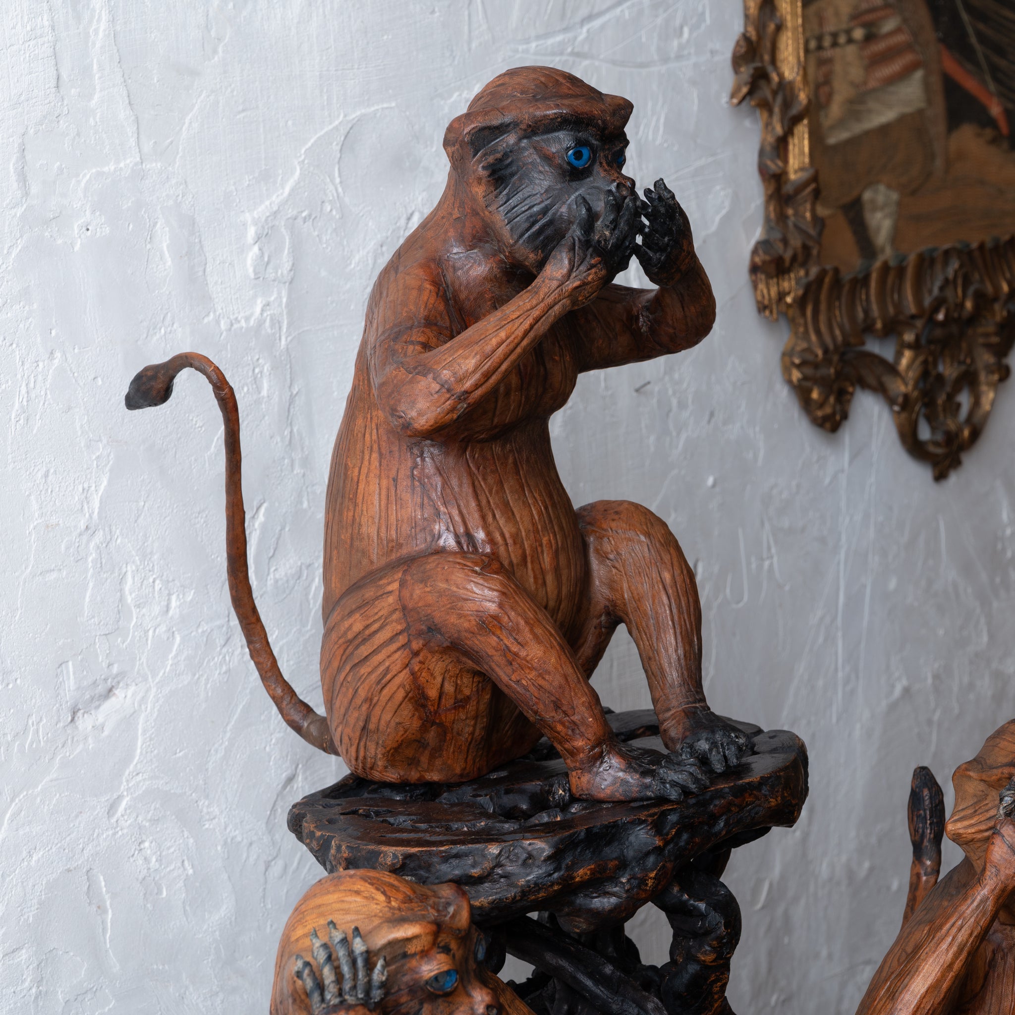 Three Wise Monkeys Leather Sculptures