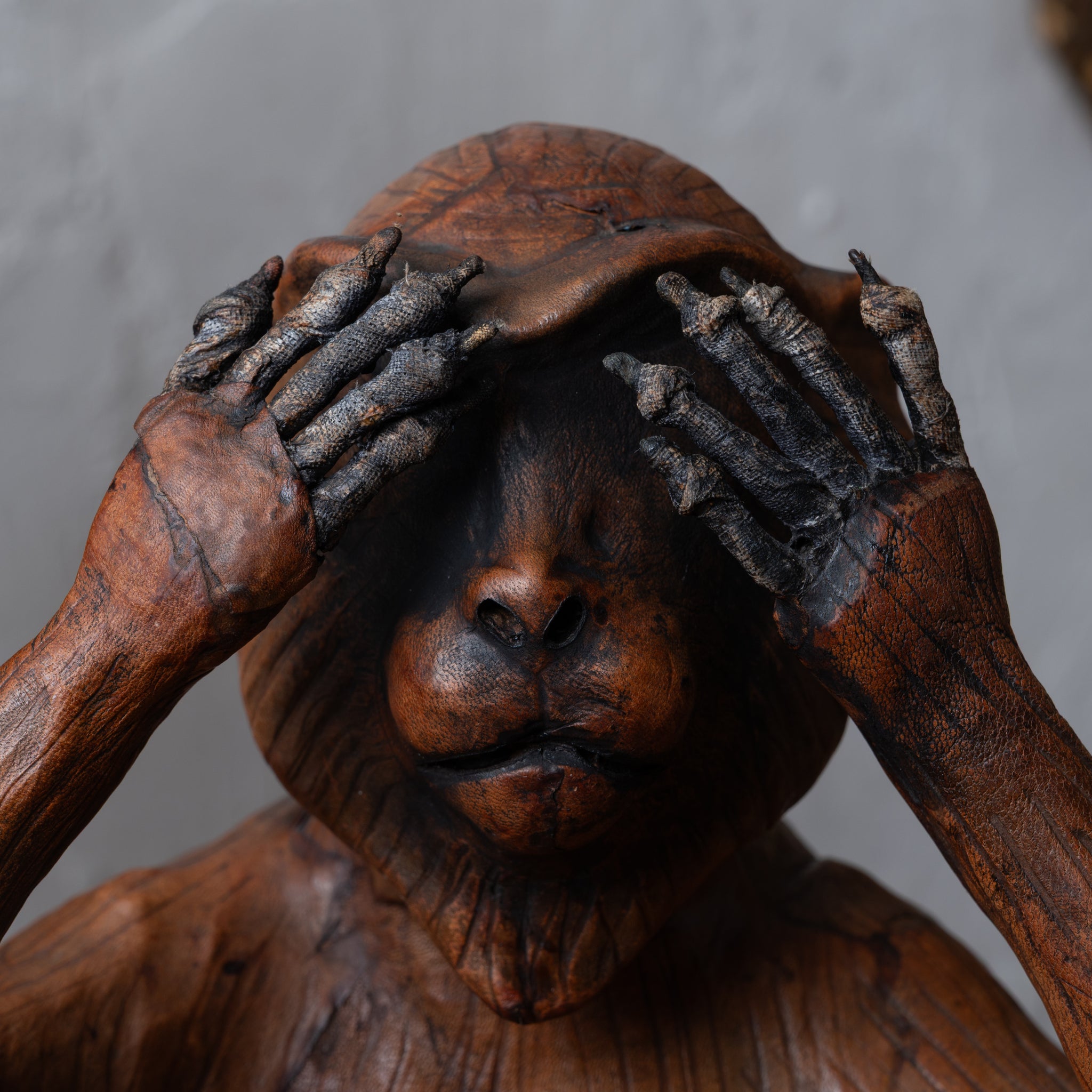 Three Wise Monkeys Leather Sculptures