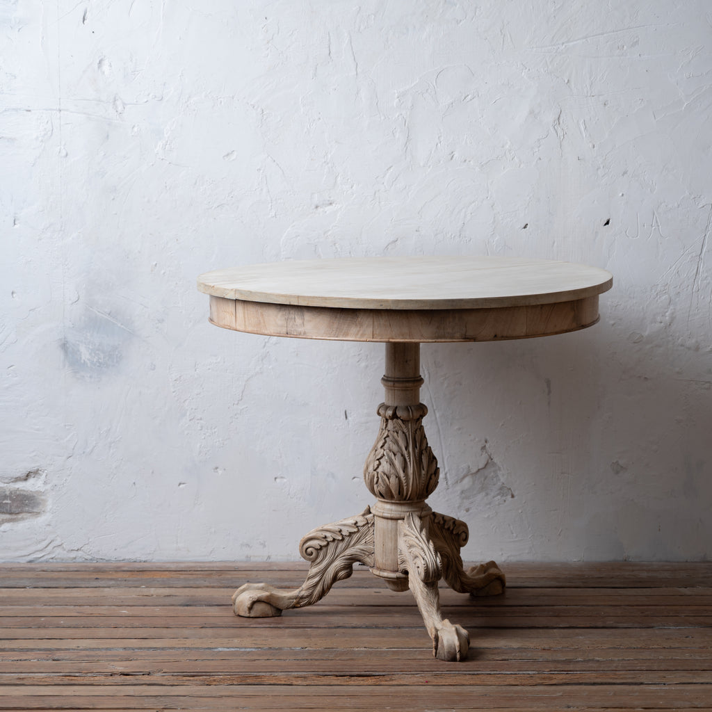 Bleached Claw Foot Tripod Table, 19th Century