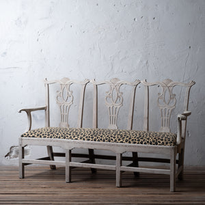 Bleached George III Triple Chair-Back Settee, 19th Century