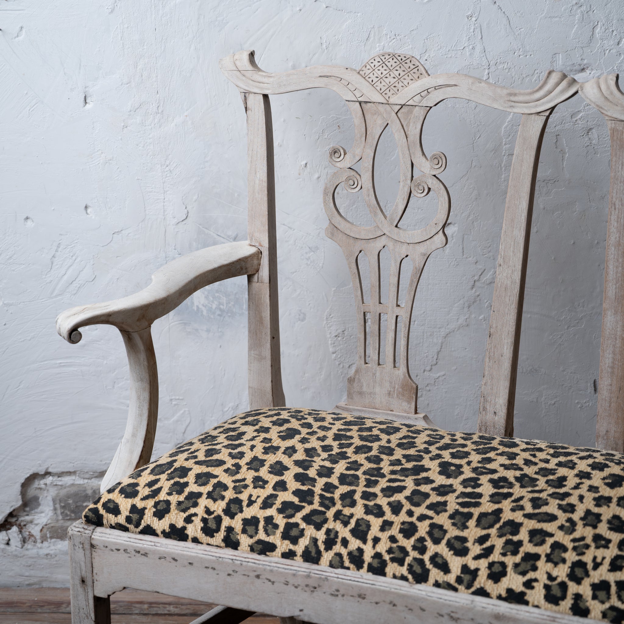 Bleached George III Triple Chair-Back Settee, 19th Century