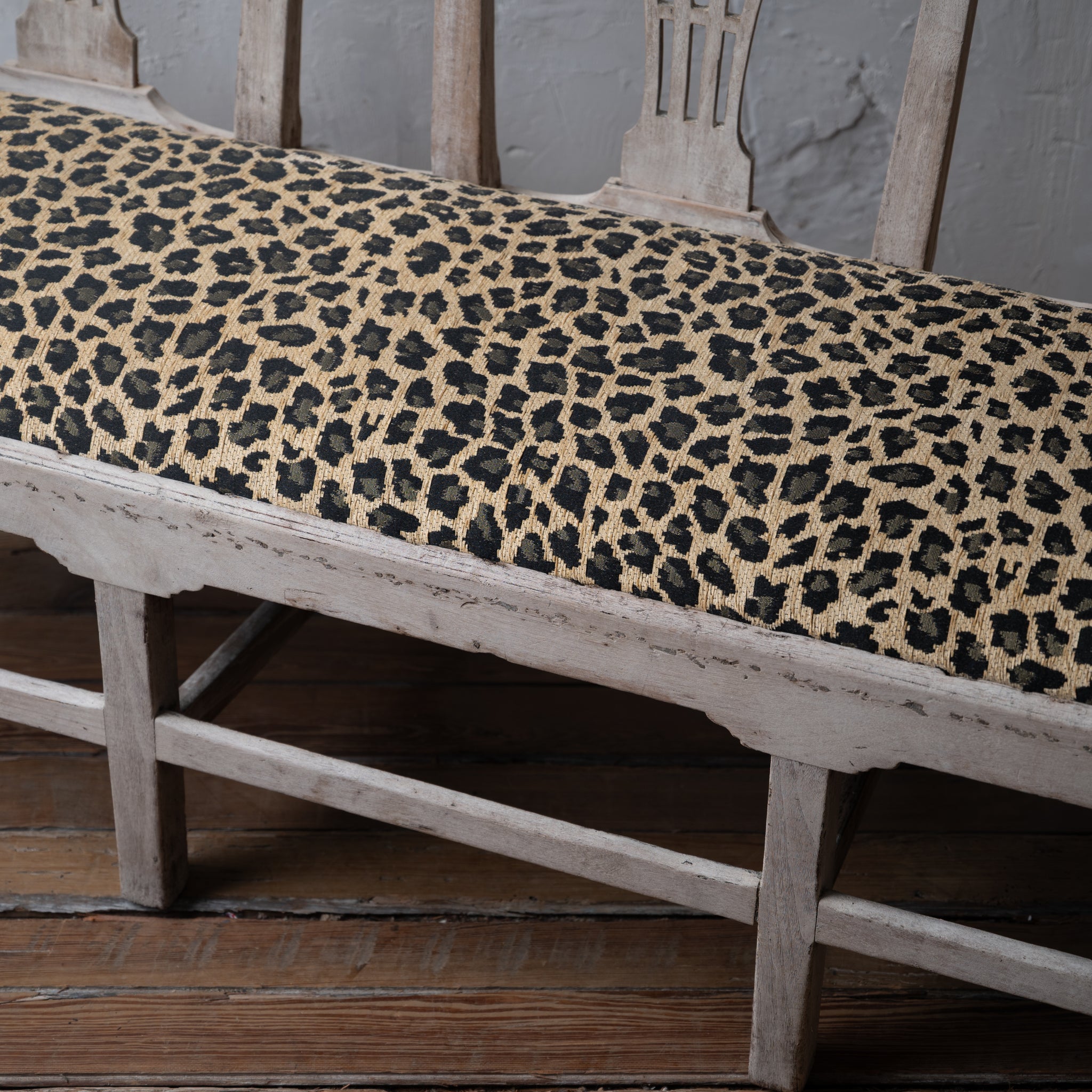 Bleached George III Triple Chair-Back Settee, 19th Century