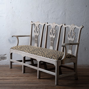 Bleached George III Triple Chair-Back Settee, 19th Century