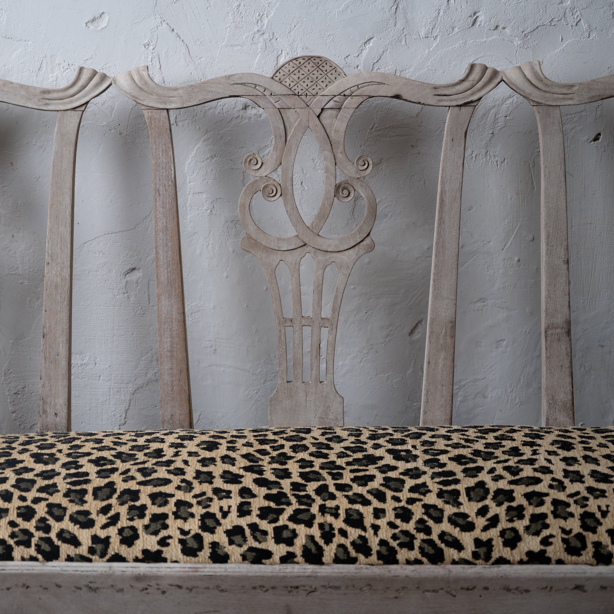 Bleached George III Triple Chair-Back Settee, 19th Century