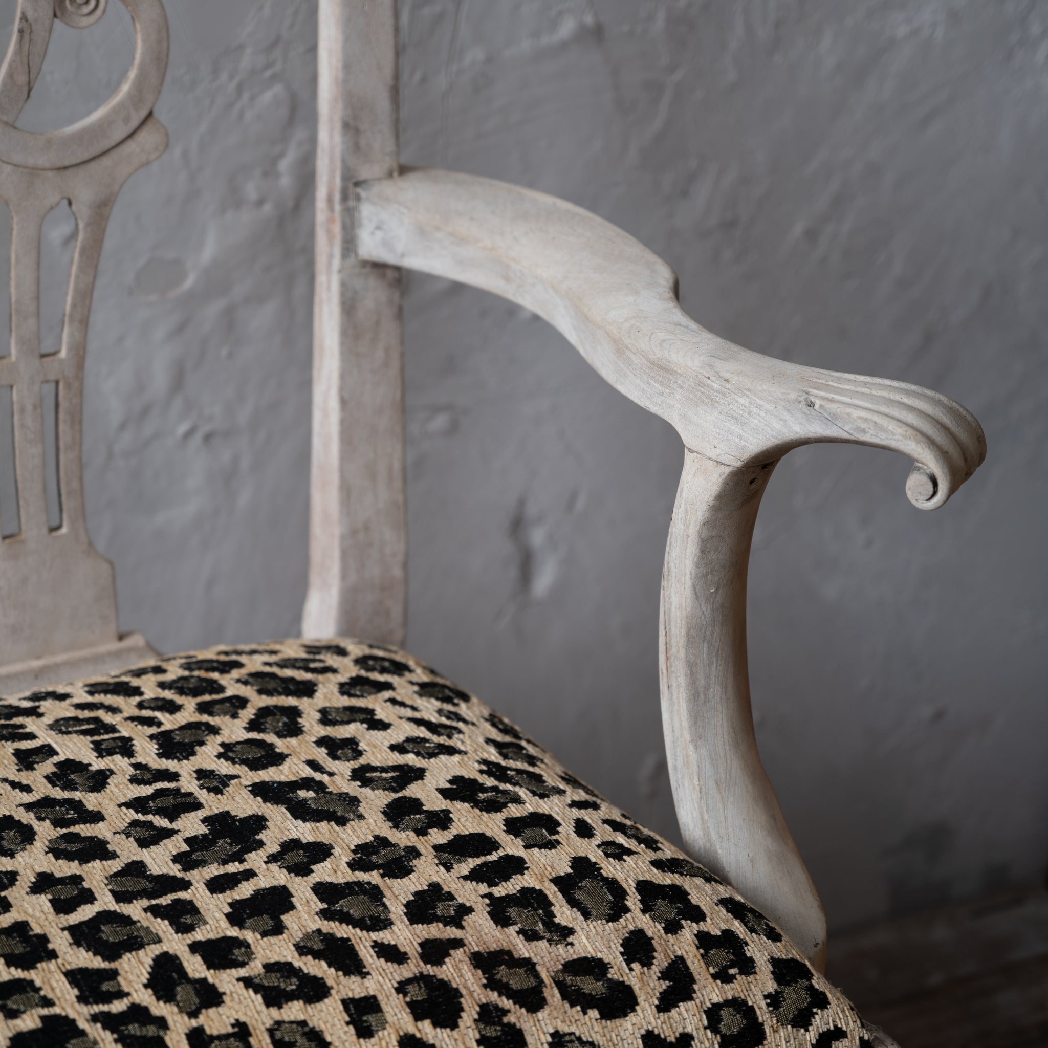 Bleached George III Triple Chair-Back Settee, 19th Century