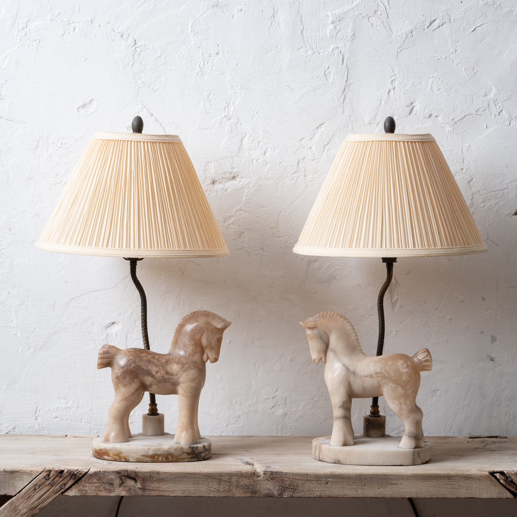Alabaster Horse Lamps, c.1950