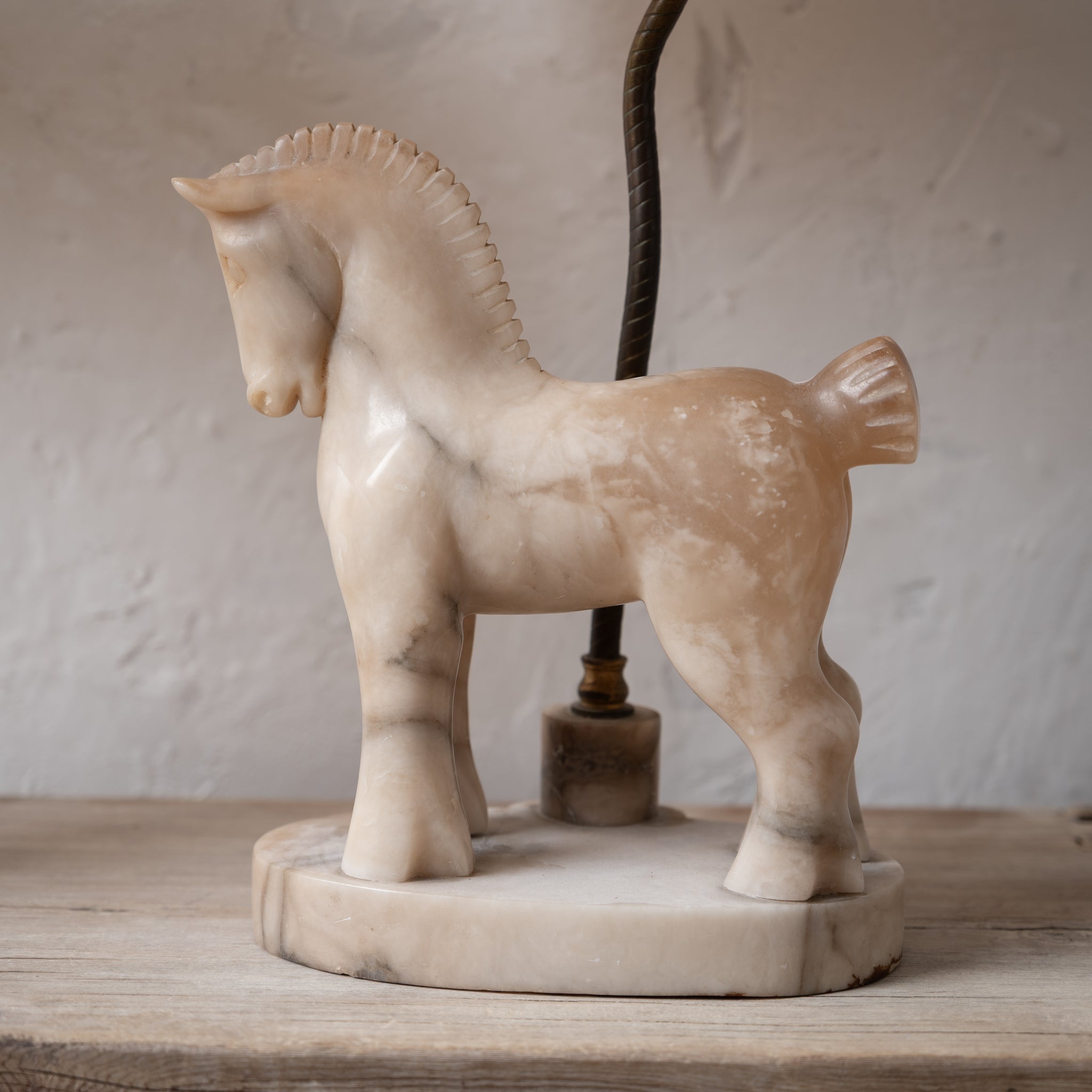 Alabaster Horse Lamps, c.1950