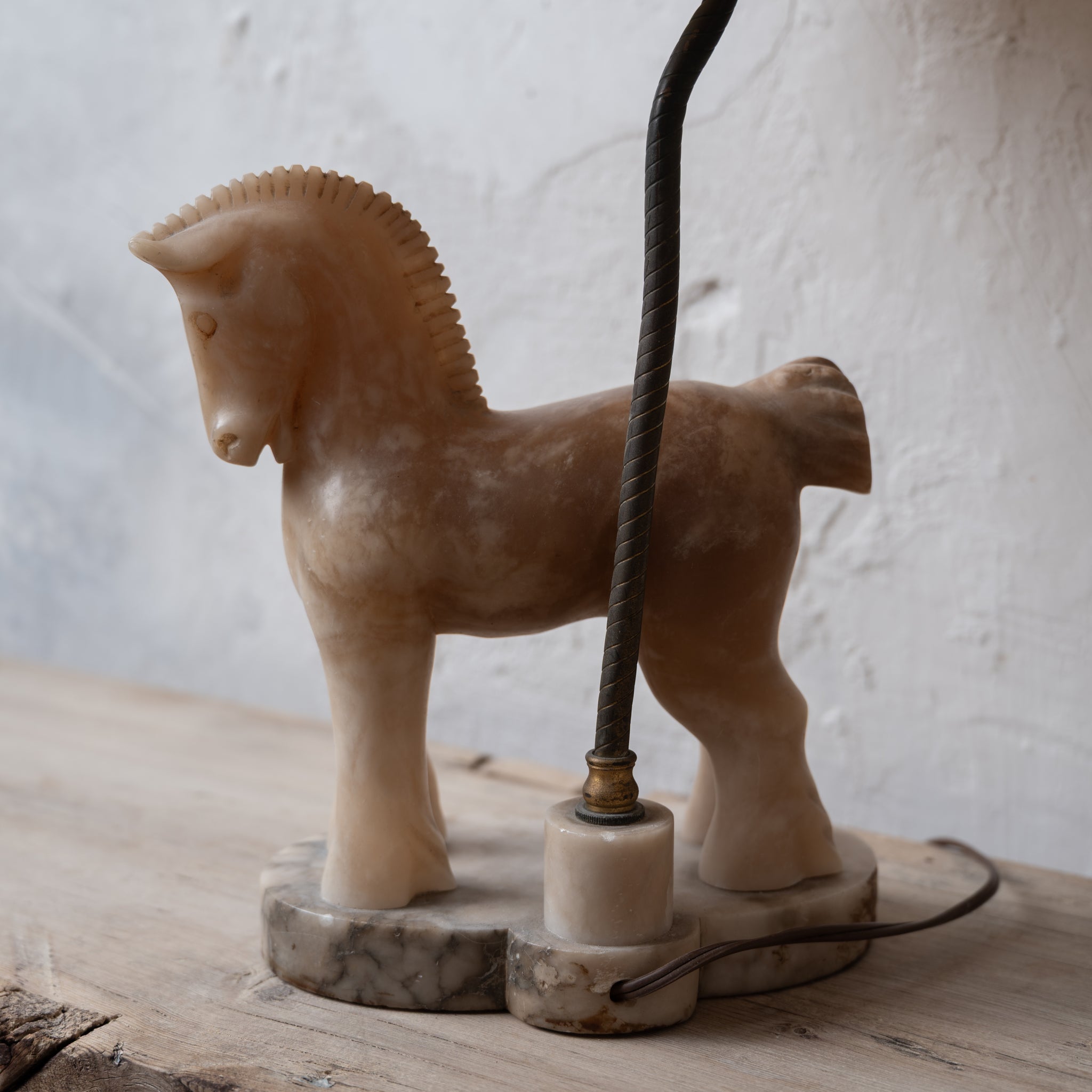 Alabaster Horse Lamps, c.1950