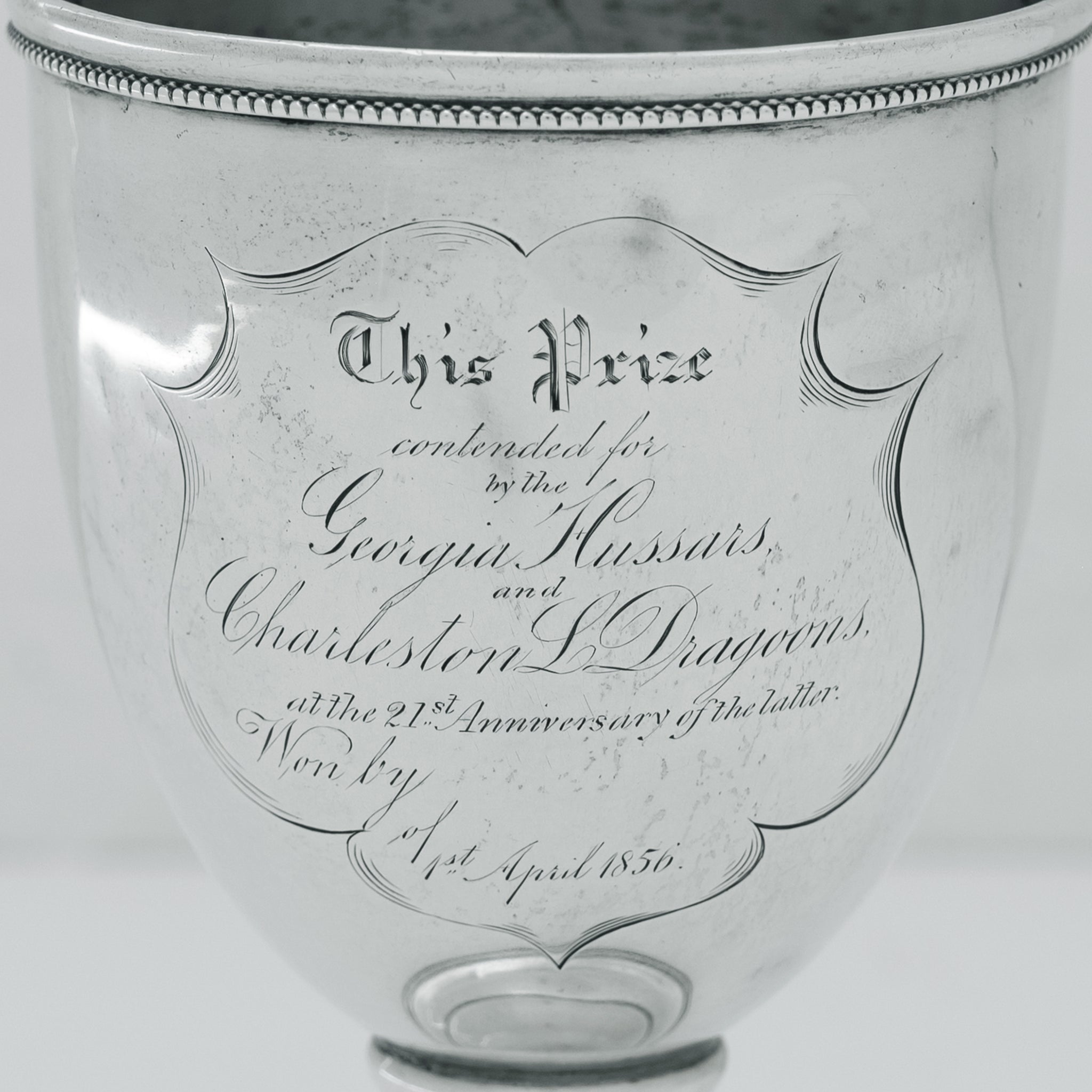 Historic Charleston Silver Goblet - Light Dragoons vs Georgia Hussars, 1856