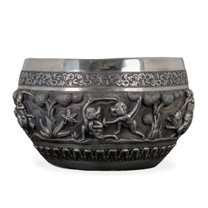 Indian Silver Repoussé Hunting Bowl, Lucknow, 19th Century