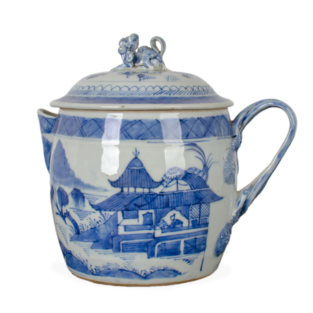 Canton Blue and White Porcelain Cider Jug, c.1830