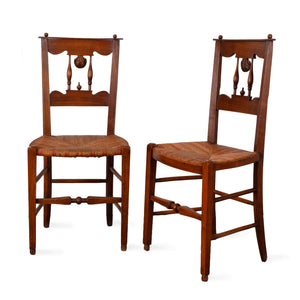 Pair of French Country Rush Seat Chairs