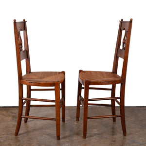 Pair of French Country Rush Seat Chairs
