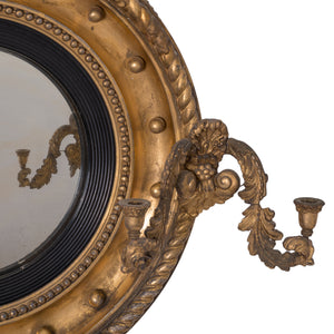 Regency Giltwood Convex Girandole Mirror