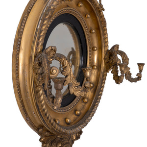 Regency Giltwood Convex Girandole Mirror