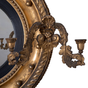 Regency Giltwood Convex Girandole Mirror