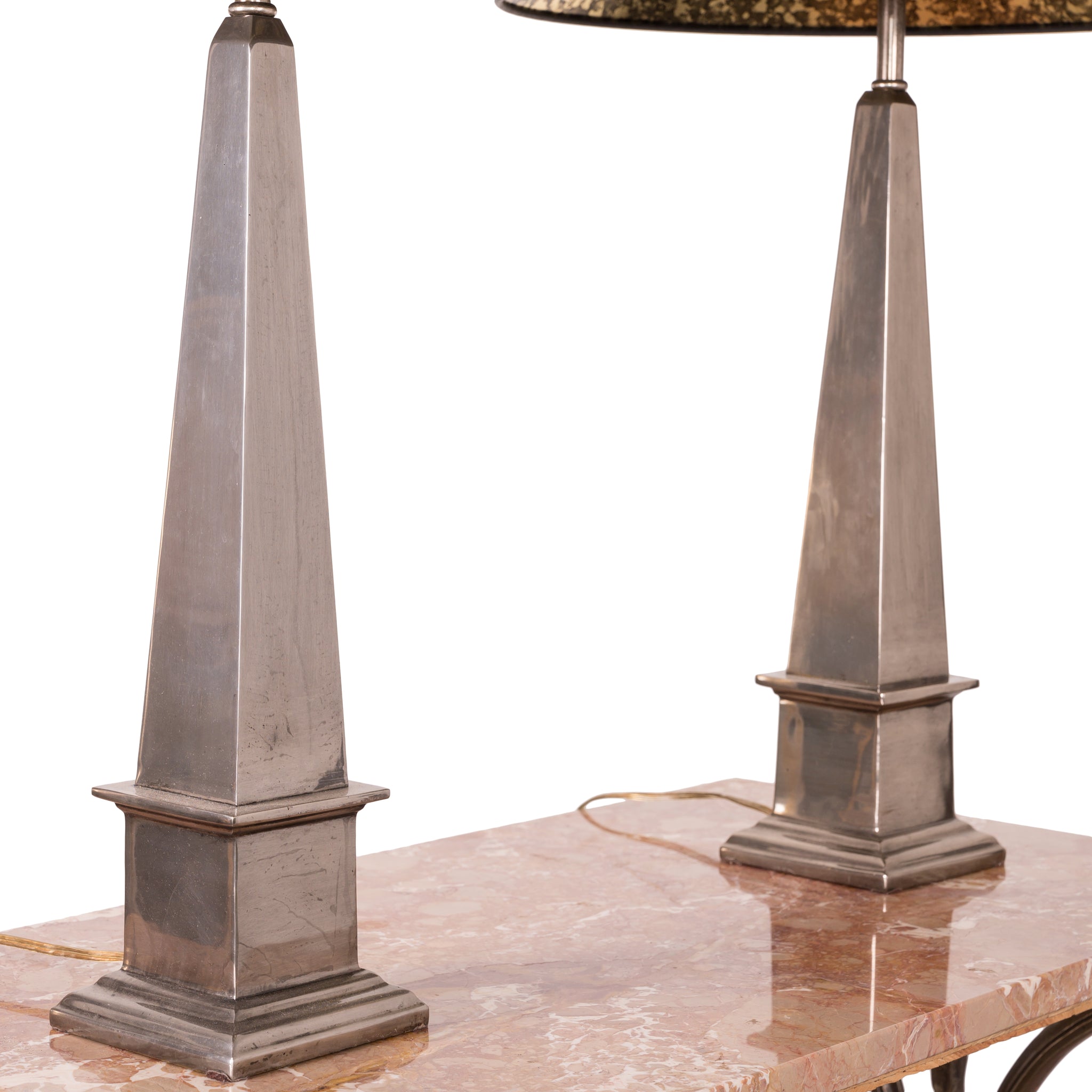 Maitland-Smith Silver Obelisk Lamps