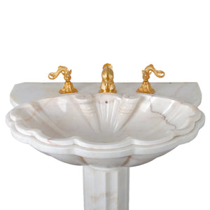 Sherle Wagner Marble Shell Pedestal Sink