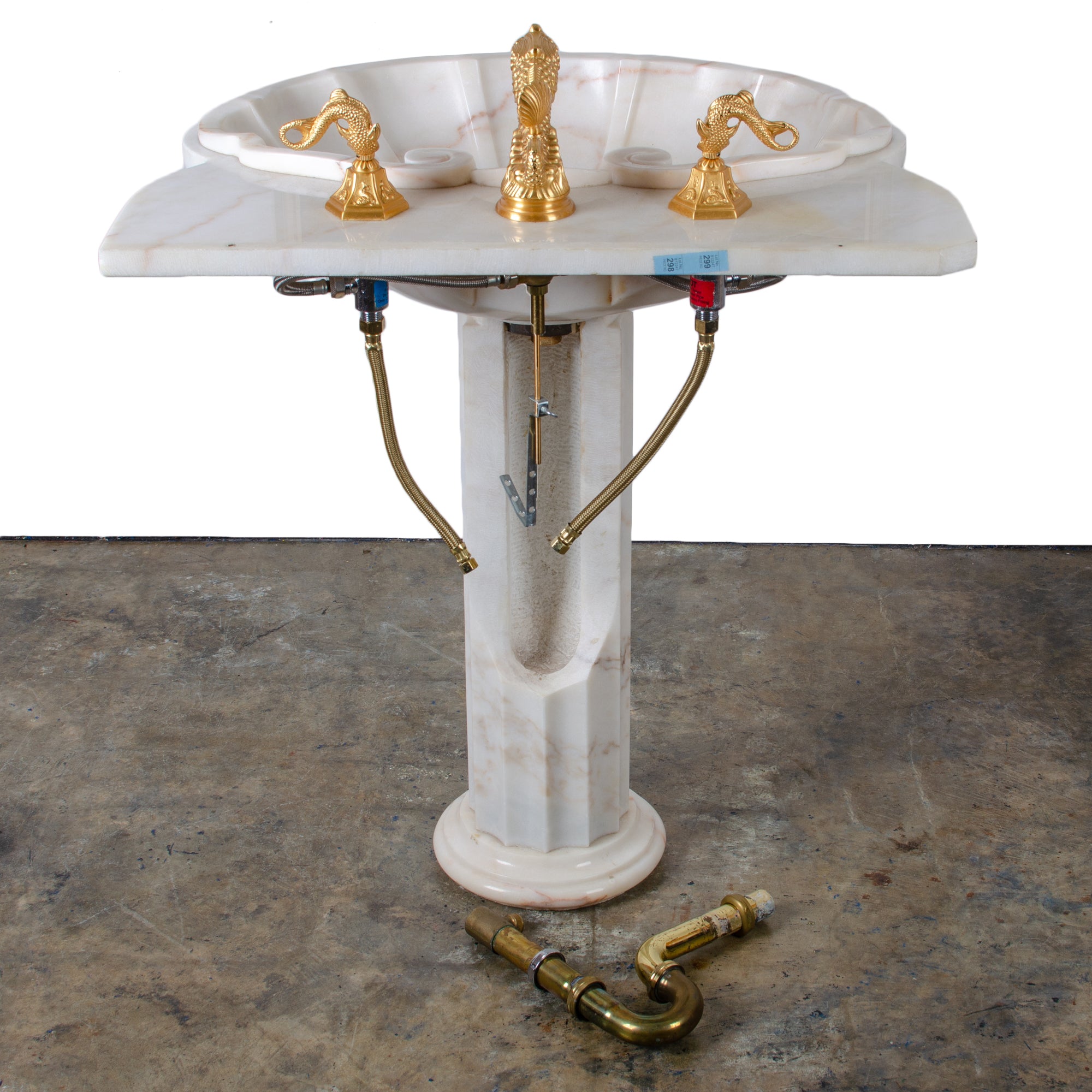 Sherle Wagner Marble Shell Pedestal Sink